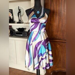 Alyn Paige Vintage Halter Dress‎ Swirl Pattern